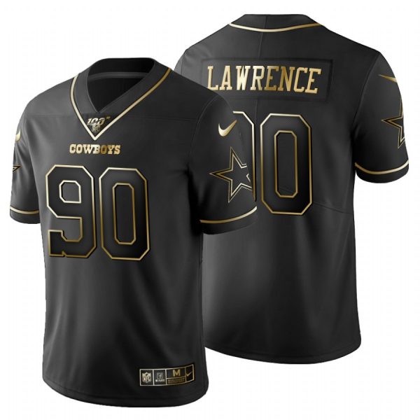 Dallas Cowboys #90 Demarcus Lawrence Men's Nike Black Golden Limited NFL 100 Jersey - Custom Name
