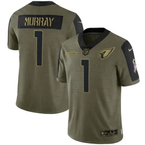 Men's Arizona Cardinals #1 Kyler Murray 2021 Olive Salute To Service Limited Stitched - Custom Name