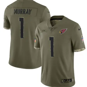 Men's Arizona Cardinals #1 Kyler Murray Olive 2022 Salute To Service Limited Stitched Jersey - Custom Name