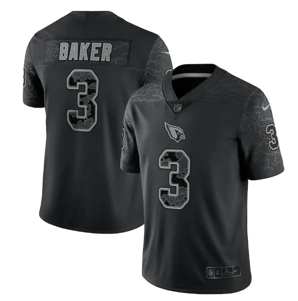 Men's Arizona Cardinals #3 Budda Baker Black Reflective Limited Stitched Football Jersey - Custom Name