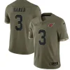 Men's Arizona Cardinals #3 Budda Baker Olive 2022 Salute To Service Limited Stitched Jersey - Custom Name