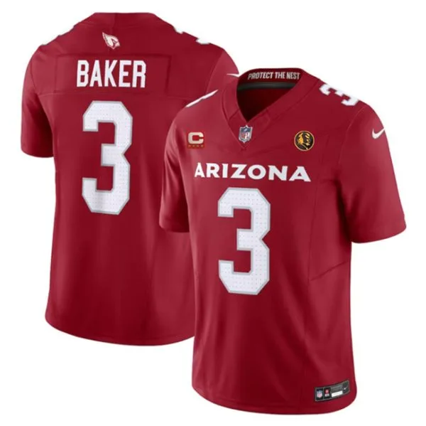 Men's Arizona Cardinals #3 Budda Baker Red 2023 F.U.S.E. With 4-Star C Patch And With John Madden Patch Vapor Limited Stitched Football Jersey - Custom Name