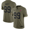 Men's Arizona Cardinals #99 J.J. Watt Olive 2022 Salute To Service Limited Stitched Jersey - Custom Name