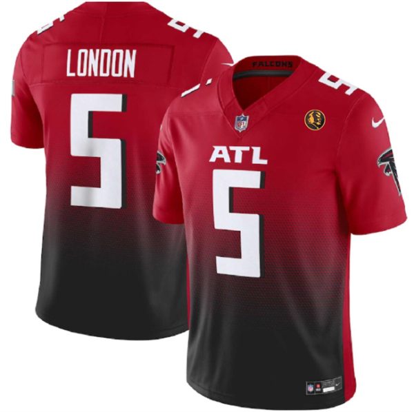 Men's Atlanta Falcons #5 Drake London RedBlack 2023 F.U.S.E. With John Madden Patch Vapor Limited Stitched Football Jersey - Custom Name
