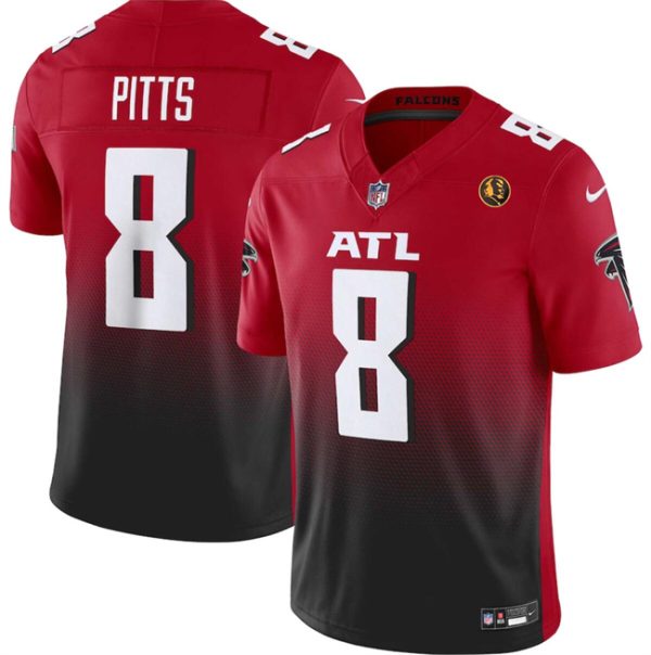 Men's Atlanta Falcons #8 Kyle Pitts RedBlack 2023 F.U.S.E. With John Madden Patch Vapor Limited Stitched Football Jersey - Custom Name