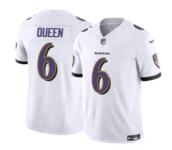 Men's Baltimore Ravens #6 Patrick Queen White 2023 F.U.S.E. Vapor Limited Football Jersey - Custom Name