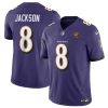 Men's Baltimore Ravens #8 Lamar Jackson Purple 2023 F.U.S.E. With John Madden Patch Vapor Limited Football Jersey - Custom Name