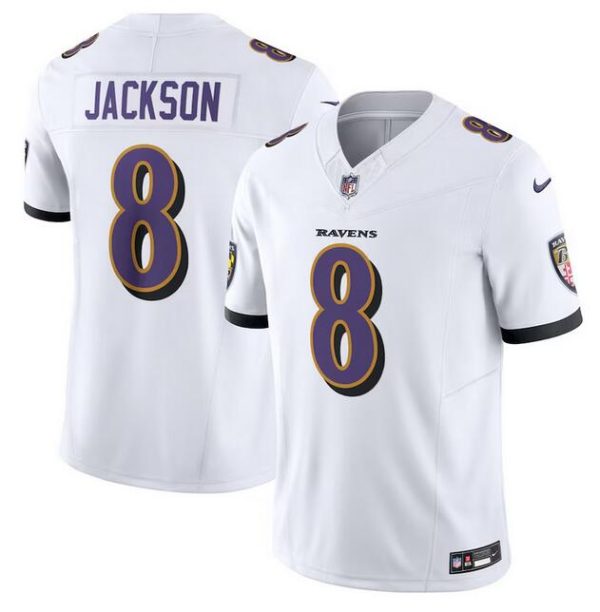 Men's Baltimore Ravens ACTIVE PLAYER Custom White 2023 F.U.S.E Vapor Football Jersey - Custom Name