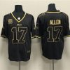 Men's Buffalo Bills #17 Josh Allen Black Gold With 4-star C Patch Limited Stitched Jersey - Custom Name