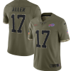 Men's Buffalo Bills #17 Josh Allen Olive 2022 Salute To Service Limited Stitched Jersey - Custom Name