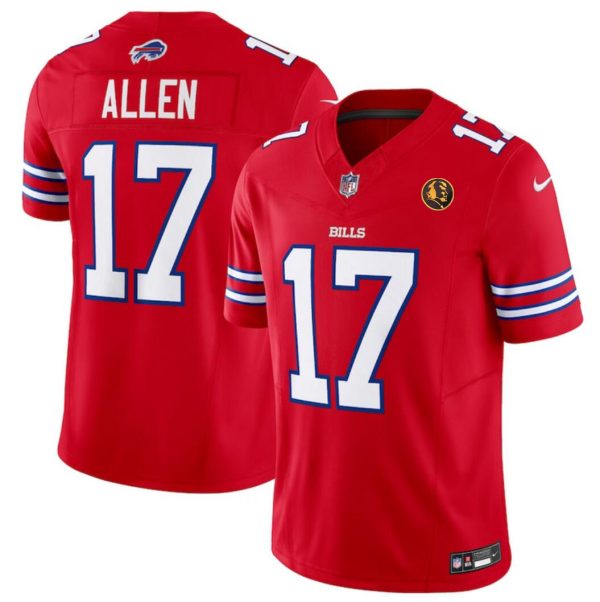Men's Buffalo Bills #17 Josh Allen Red 2023 F.U.S.E. With John Madden Patch Vapor Limited Stitched Football Jersey - Custom Name