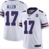 Men's Buffalo Bills #17 Josh Allen White With NO.3 Patch Vapor Untouchable Limited Stitched NFL Jersey - Custom Name
