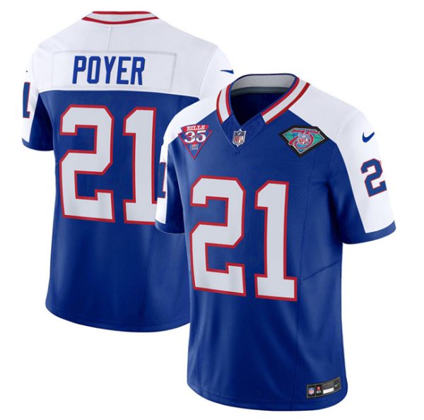 Men's Buffalo Bills #21 Jordan Poyer BlueWhite 2023 F.U.S.E. 75th Anniversary Throwback Vapor Untouchable Limited Stitched Jersey - Custom Name