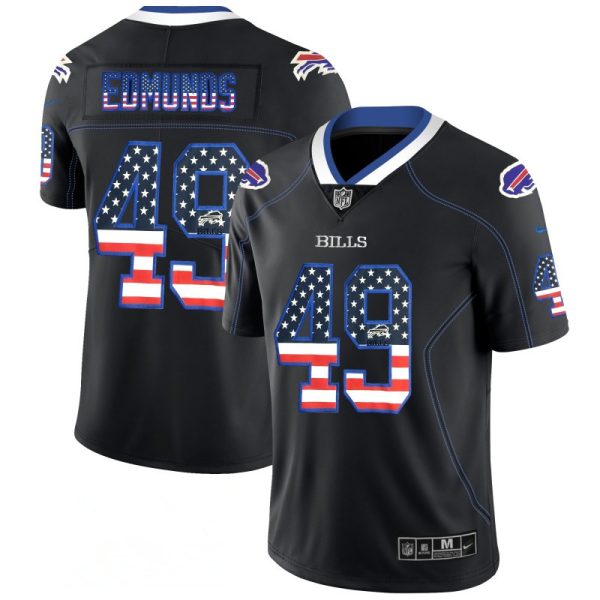 Men's Buffalo Bills #49 Tremaine Edmunds Black 2018 USA Flag Fashion NFL Limited Stitched Jersey - Custom Name