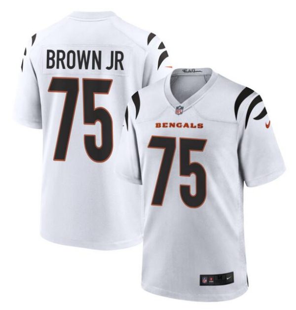 Men's Cincinnati Bengals #75 Orlando Brown Jr. White Stitched Game Jersey - Custom Name