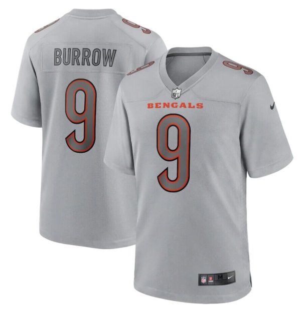 Men's Cincinnati Bengals #9 Joe Burrow Gray Atmosphere Fashion Stitched Jersey - Custom Name