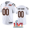 Men's Cincinnati Bengals ACTIVE PLAYER Custom 2022 White Super Bowl LVI Vapor Limited Stitched Jersey - Custom Name