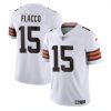Men's Cleveland Browns #15 Joe Flacco White Vapor Untouchable Limited Stitched Jersey - Custom Name