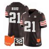 Men's Cleveland Browns #21 Denzel Ward Brown 2023 F.U.S.E. With Jim Brown Memorial Patch Vapor Untouchable Limited Stitched Jersey - Custom Name