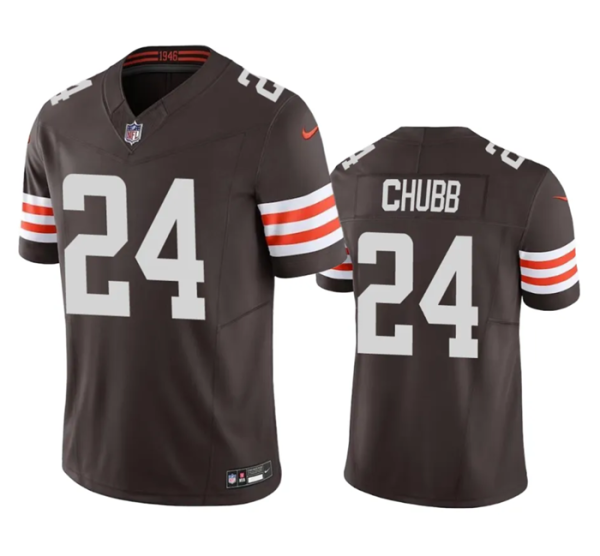 Men's Cleveland Browns #24 Nick Chubb Brown 2023 F.U.S.E. Vapor Untouchable Limited Stitched Jersey - Custom Name
