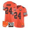 Men's Cleveland Browns #24 Nick Chubb Orange 2023 F.U.S.E. With Jim Brown Memorial Patch And 1-Star C Patch Vapor Untouchable Limited Stitched Jersey - Custom Name
