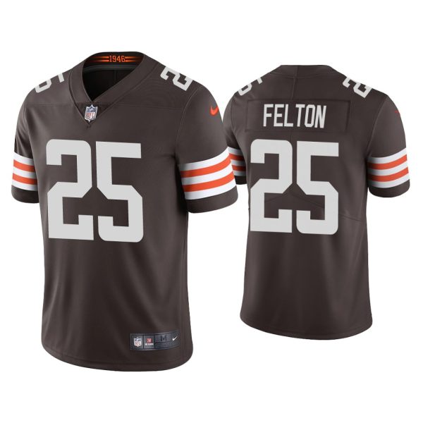 Men's Cleveland Browns #25 Demetric Felton 2021 Brown Vapor Untouchable Limited Stitched NFL Jersey - Custom Name