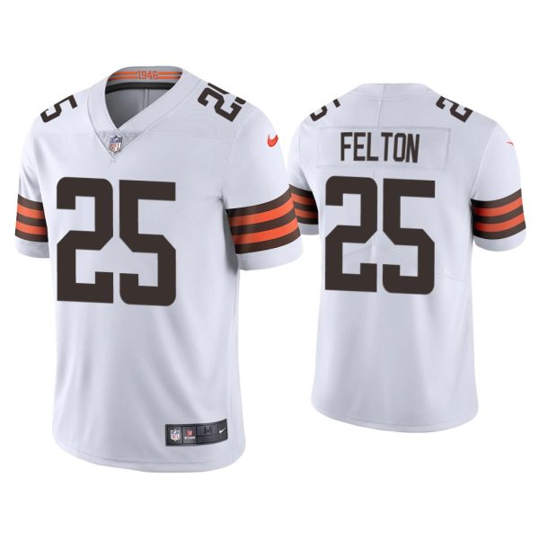 Men's Cleveland Browns #25 Demetric Felton 2021 White Vapor Untouchable Limited Stitched NFL Jersey - Custom Name