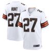 Men's Cleveland Browns #27 Kareem Hunt White Stitched Game Jersey - Custom Name