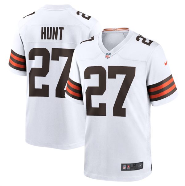 Men's Cleveland Browns #27 Kareem Hunt White Stitched Game Jersey - Custom Name