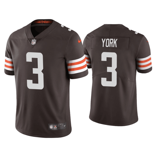 Men's Cleveland Browns #3 Cade York Brown Vapor Untouchable Limited Stitched Jersey - Custom Name
