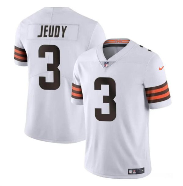 Men's Cleveland Browns #3 Jerry Jeudy White Vapor Limited Stitched Football Jersey - Custom Name