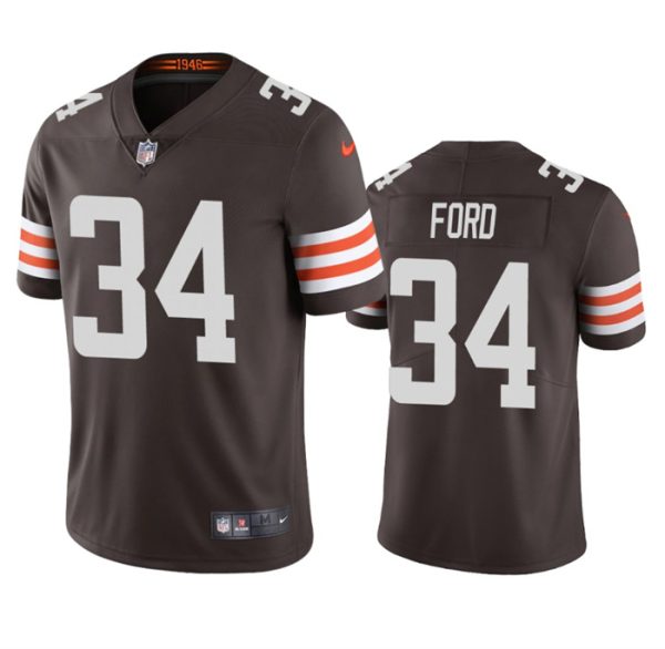 Men's Cleveland Browns #34 Jerome Ford Brown Vapor Stitched Game Jersey - Custom Name