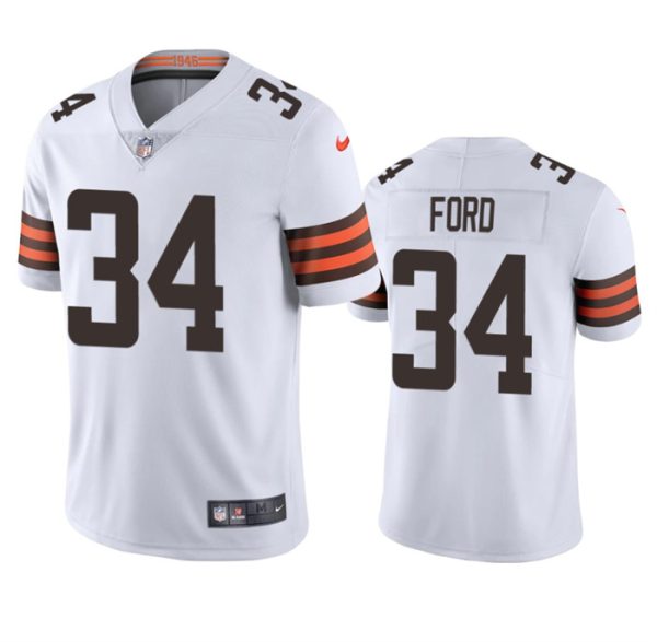 Men's Cleveland Browns #34 Jerome Ford White Vapor Limited Stitched Jersey - Custom Name