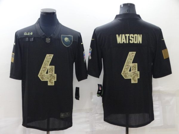 Men's Cleveland Browns #4 Deshaun Watson Black Camo Salute To Service Limited Stitched Jersey - Custom Name