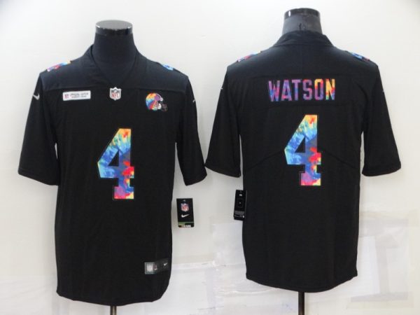 Men's Cleveland Browns #4 Deshaun Watson Black Crucial Catch Limited Stitched Jersey - Custom Name