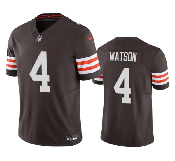 Men's Cleveland Browns #4 Deshaun Watson Brown 2023 F.U.S.E. Vapor Untouchable Limited Stitched Jersey - Custom Name
