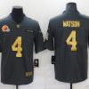 Men's Cleveland Browns #4 Deshaun Watson Grey Gold Salute To Service Limited Stitched Jersey - Custom Name