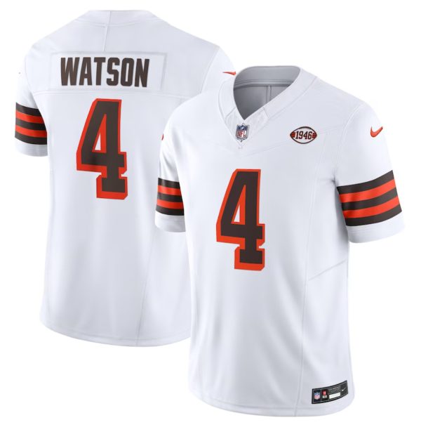 Men's Cleveland Browns #4 Deshaun Watson White 2023 F.U.S.E. 1946 Collection Vapor Untouchable Limited Stitched Jersey - Custom Name