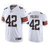 Men's Cleveland Browns #42 Tony Fields II White Vapor Untouchable Limited Stitched Jersey - Custom Name