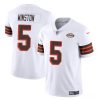 Men's Cleveland Browns #5 Jameis Winston White 1946 Collection Vapor Limited Stitched Football Jersey - Custom Name