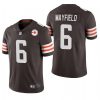 Men's Cleveland Browns #6 Baker Mayfield 2021 Brown NFL 75th Anniversary Vapor Untouchable Limited Stitched Jersey - Custom Name