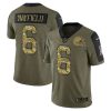 Men's Cleveland Browns #6 Baker Mayfield 2021 Olive Camo Salute To Service Limited Stitched Jersey - Custom Name