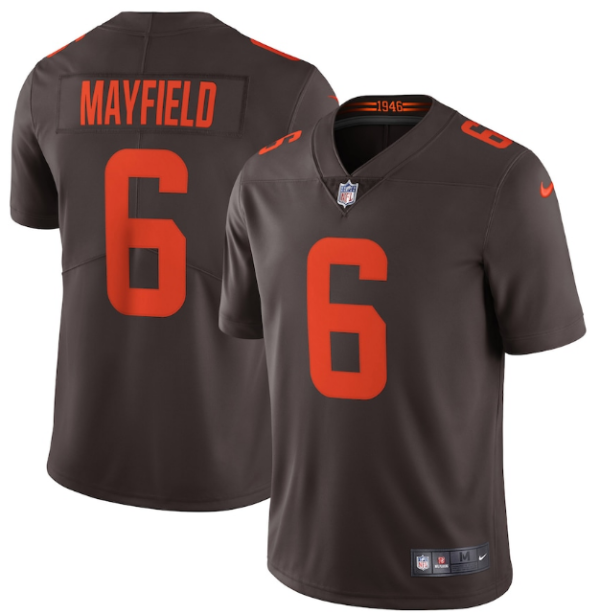 Men's Cleveland Browns #6 Baker Mayfield New Brown Alternate Vapor Untouchable Limited NFL Stitched Jersey - Custom Name