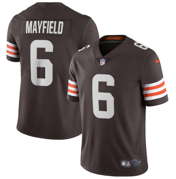 Men's Cleveland Browns #6 Baker Mayfield New Brown Vapor Untouchable Limited NFL Stitched Jersey - Custom Name