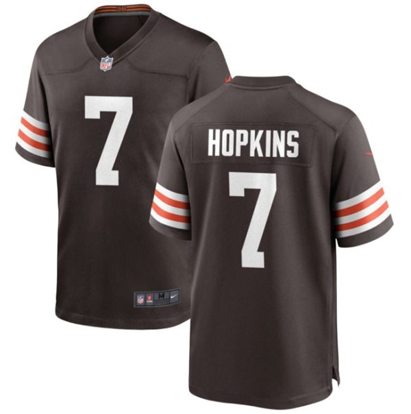 Men's Cleveland Browns #7 Dustin Hopkins Brown Stitched Game Football Jersey - Custom Name