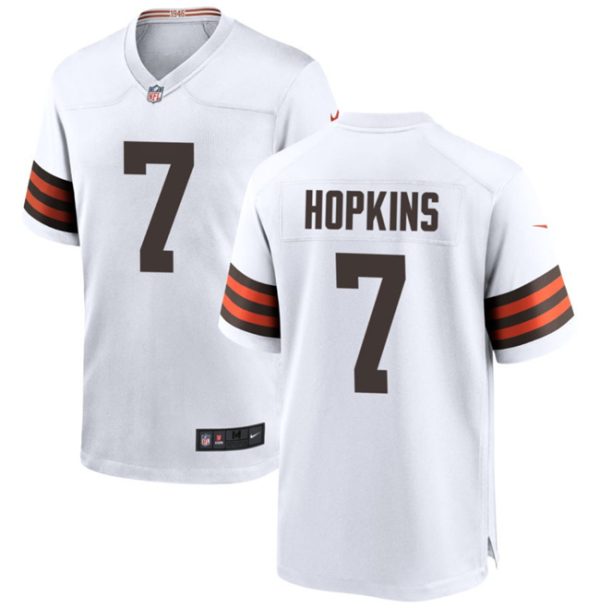 Men's Cleveland Browns #7 Dustin Hopkins White Stitched Game Football Jersey - Custom Name