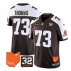 Men's Cleveland Browns #73 Joe Thomas Brown White 2023 F.U.S.E. With Jim Brown Memorial Patch And 4-Star C Patch Vapor Untouchable Limited Stitched Jersey - Custom Name