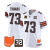 Men's Cleveland Browns #73 Joe Thomas White 2023 F.U.S.E. With Jim Brown Memorial Patch And 4-Star C Patch Vapor Untouchable Limited Stitched Jersey - Custom Name