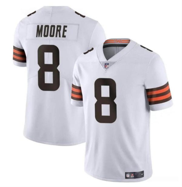 Men's Cleveland Browns #8 Elijah Moore White Vapor Limited Stitched Football Jersey - Custom Name