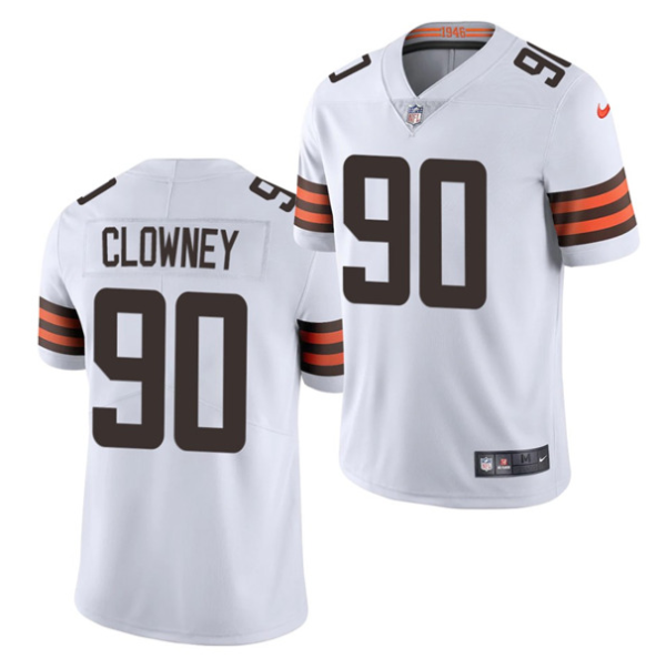 Men's Cleveland Browns #90 Jadeveon Clowney 2021 White Vapor Untouchable Limited Stitched NFL Jersey - Custom Name